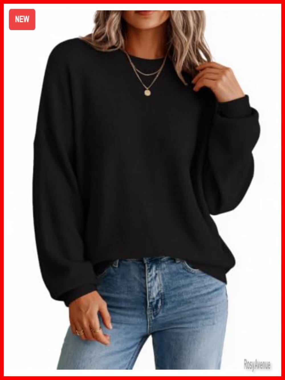 Oversized Crewneck Long Sleeve Knit Sweater Pullover